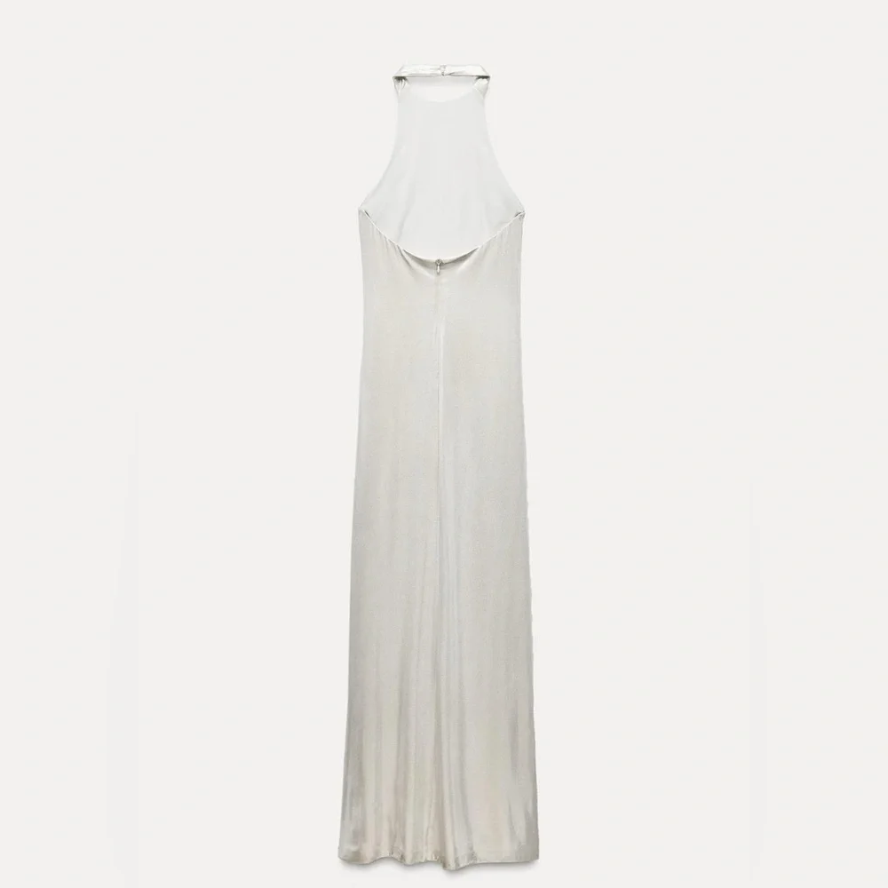 Zara Long Foil Halter Dress - Picture 4 of 7